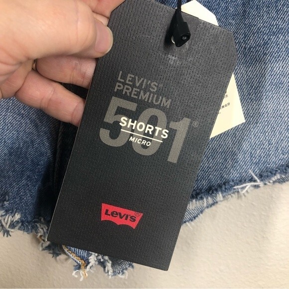 Levi's Premium Big E 501 Micro High Rise Super Short Button Fly Jean Shorts 29 - Picture 6 of 12